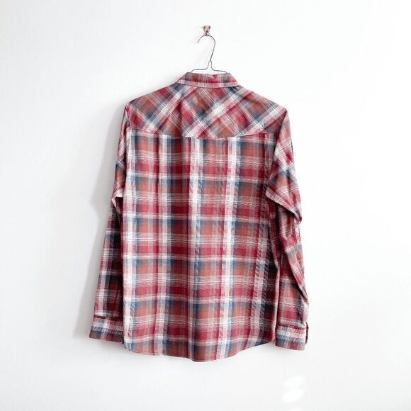 Volcom Mens Plaid Flannel Classic Fit Long Sleeve Button Up Shirt Red Medium - Picture 2 of 8